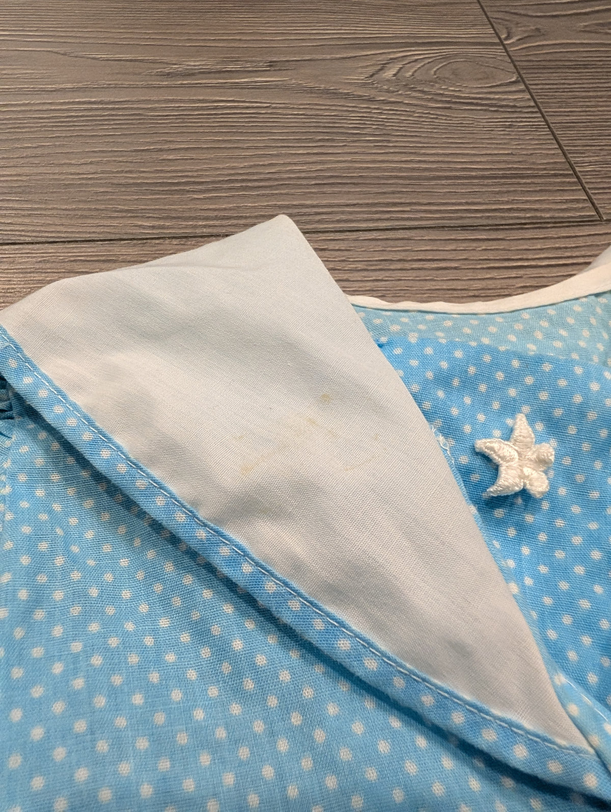 80s Youth Sailor Collar Blue and White Polka Dotted Pleated Dress