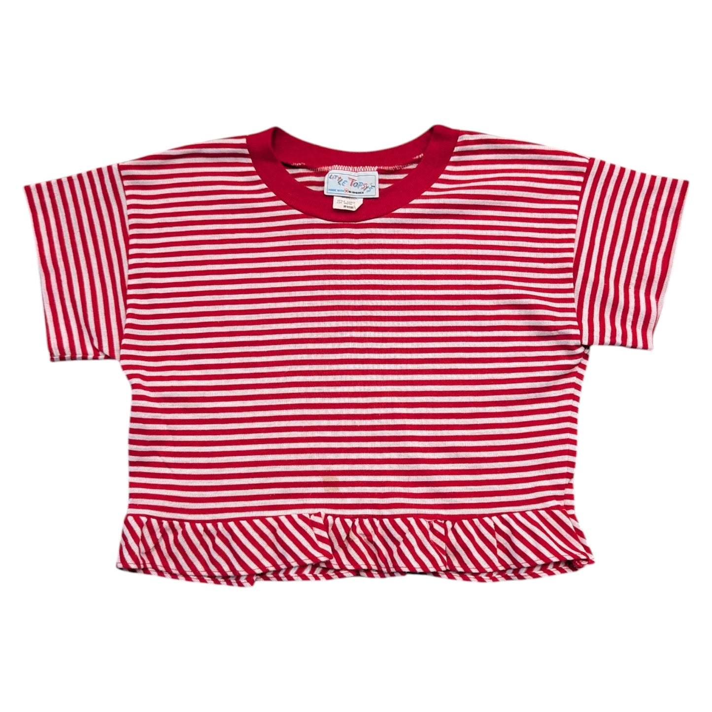 80s/90s Youth Red and White Striped Top