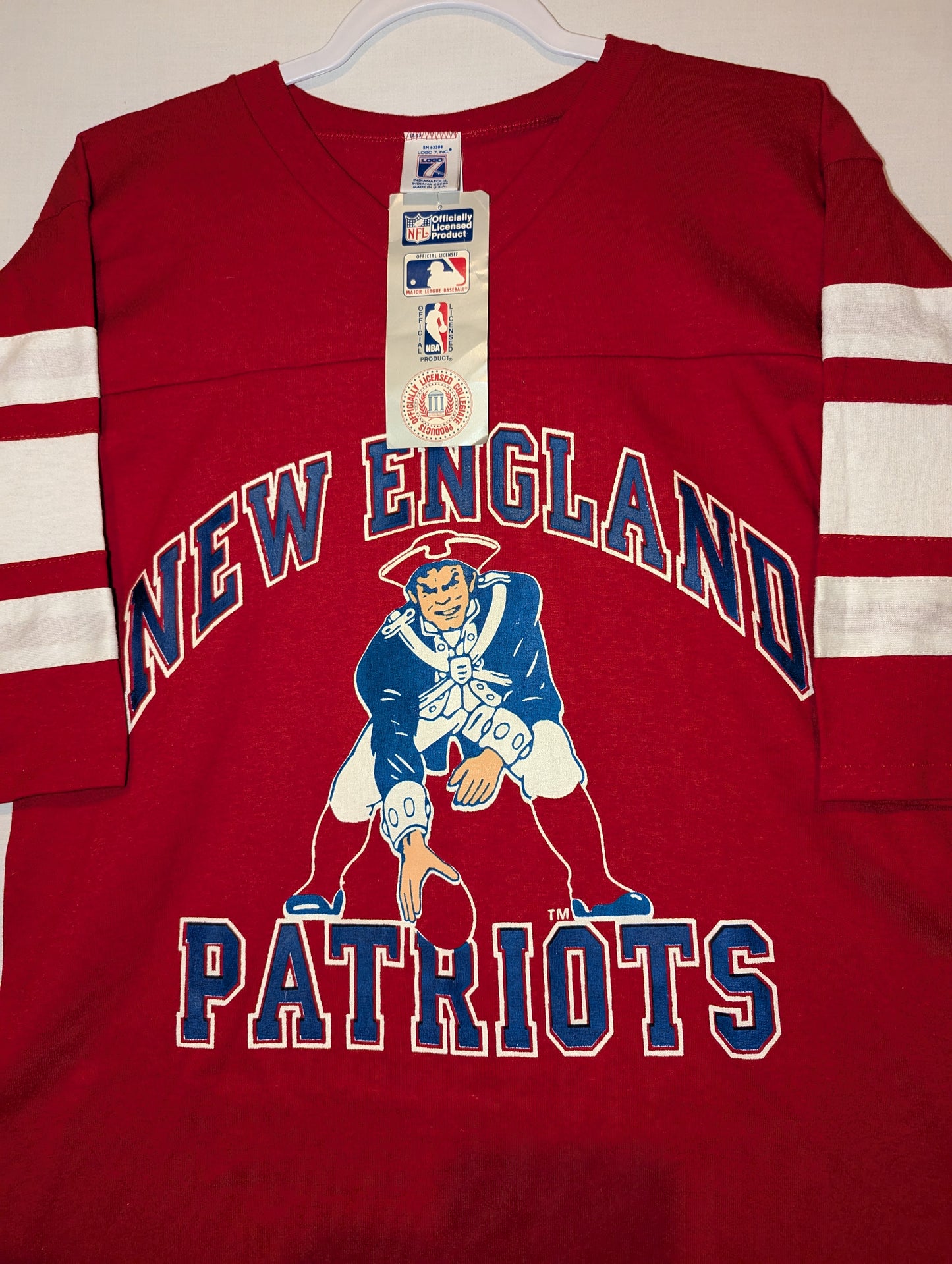 80s New England Patriots 3/4 Sleeve Logo 7 t shirt