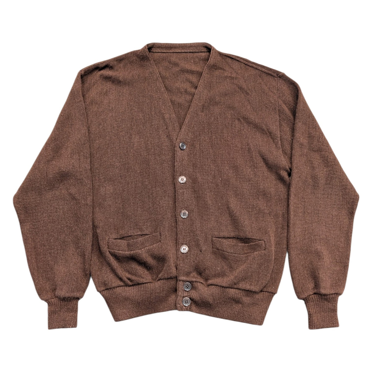 60s Brown Knit Cardigan Sweater