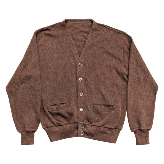 60s Brown Knit Cardigan Sweater