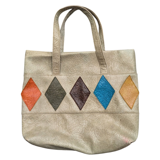70s Bohemain Leather Geometric Patchwork Shoulder Bag