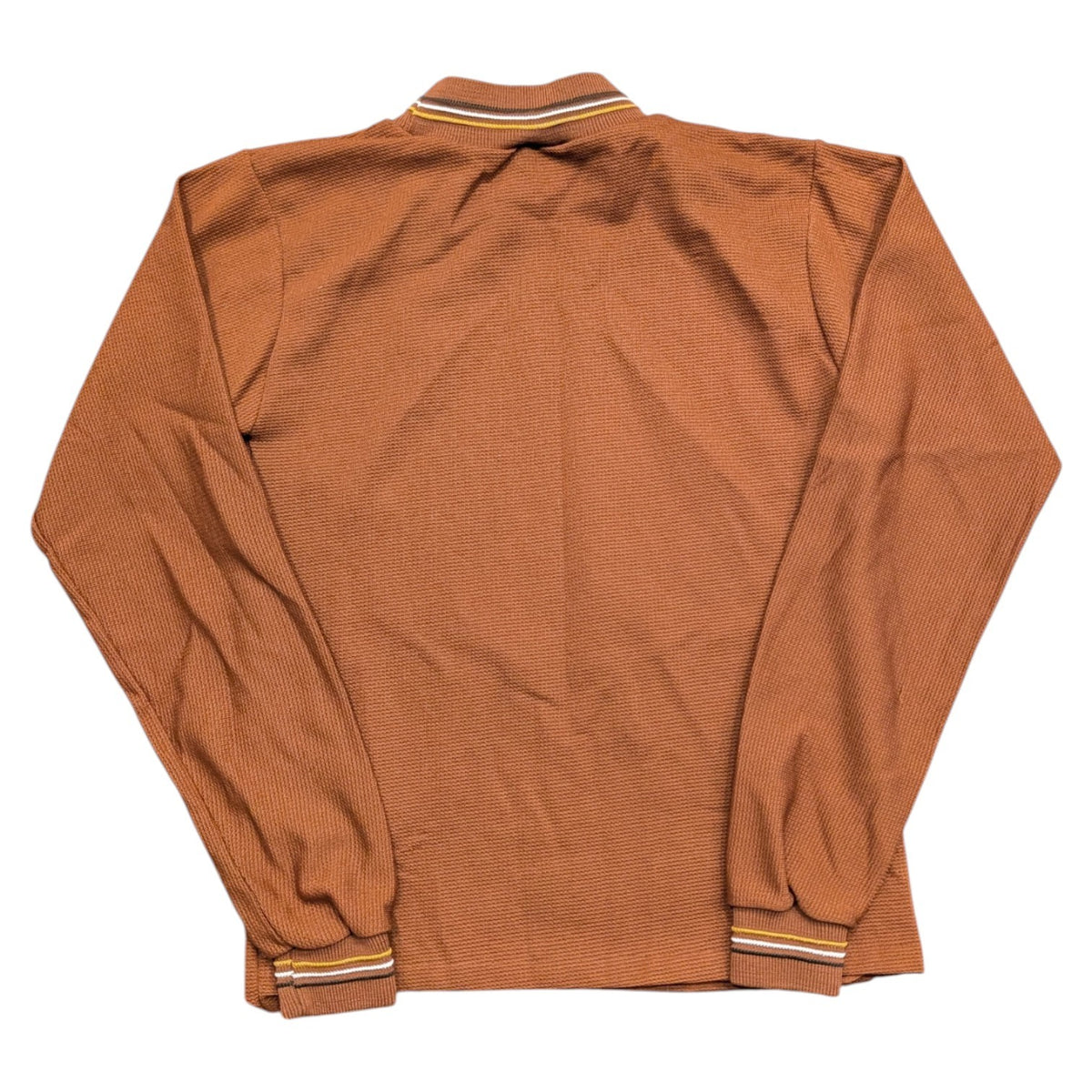 70s Youth Brown Waffle and Striped Long Sleeve Mock Neck Shirt