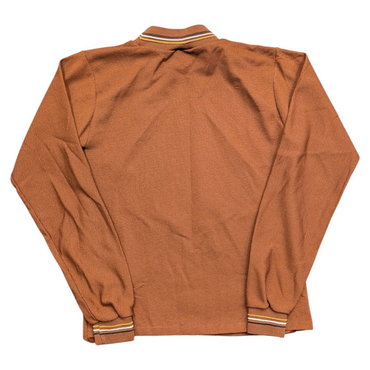70s Youth Brown Waffle and Striped Long Sleeve Mock Neck Shirt