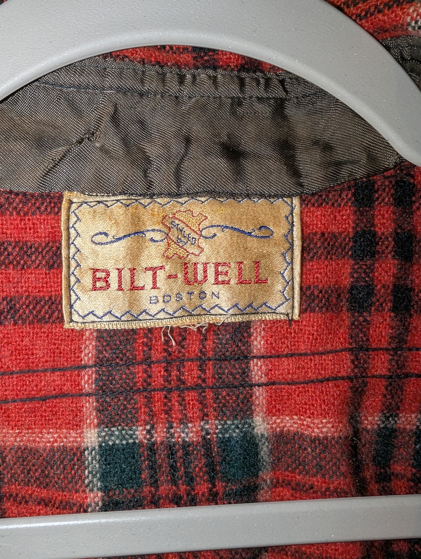 Vintage 1950s Bilt-Well Red and Black Flannel Field Shirt