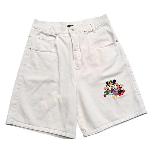 90s Women's Disney Mickey and Minnie Mouse Long Denim Shorts