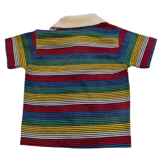 70s/ 80s Youth Multi Colored Striped Polo Shirt