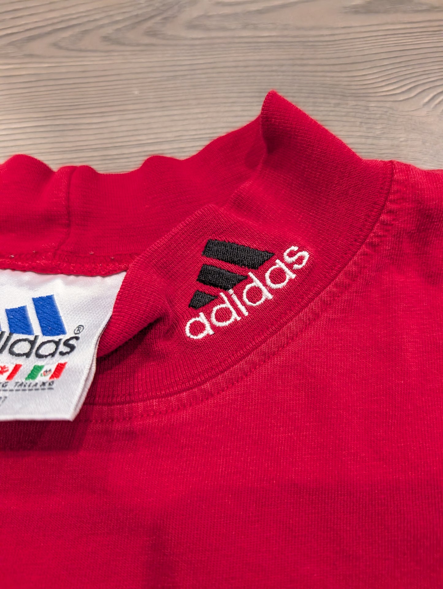90's Red Mock Neck Adidas Longsleeve T shirt