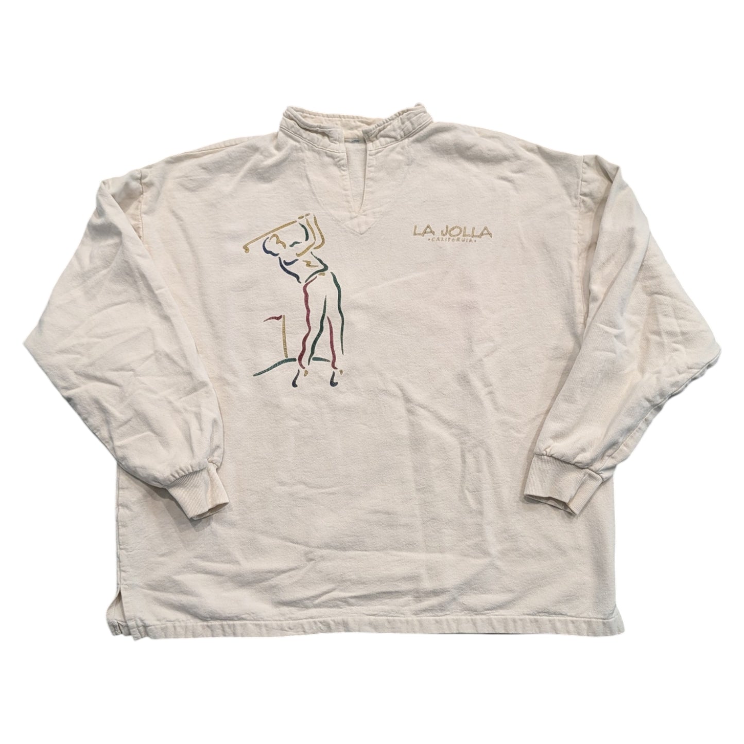 90s La Jolla California Golf Canvas Long-sleeve Pullover Top