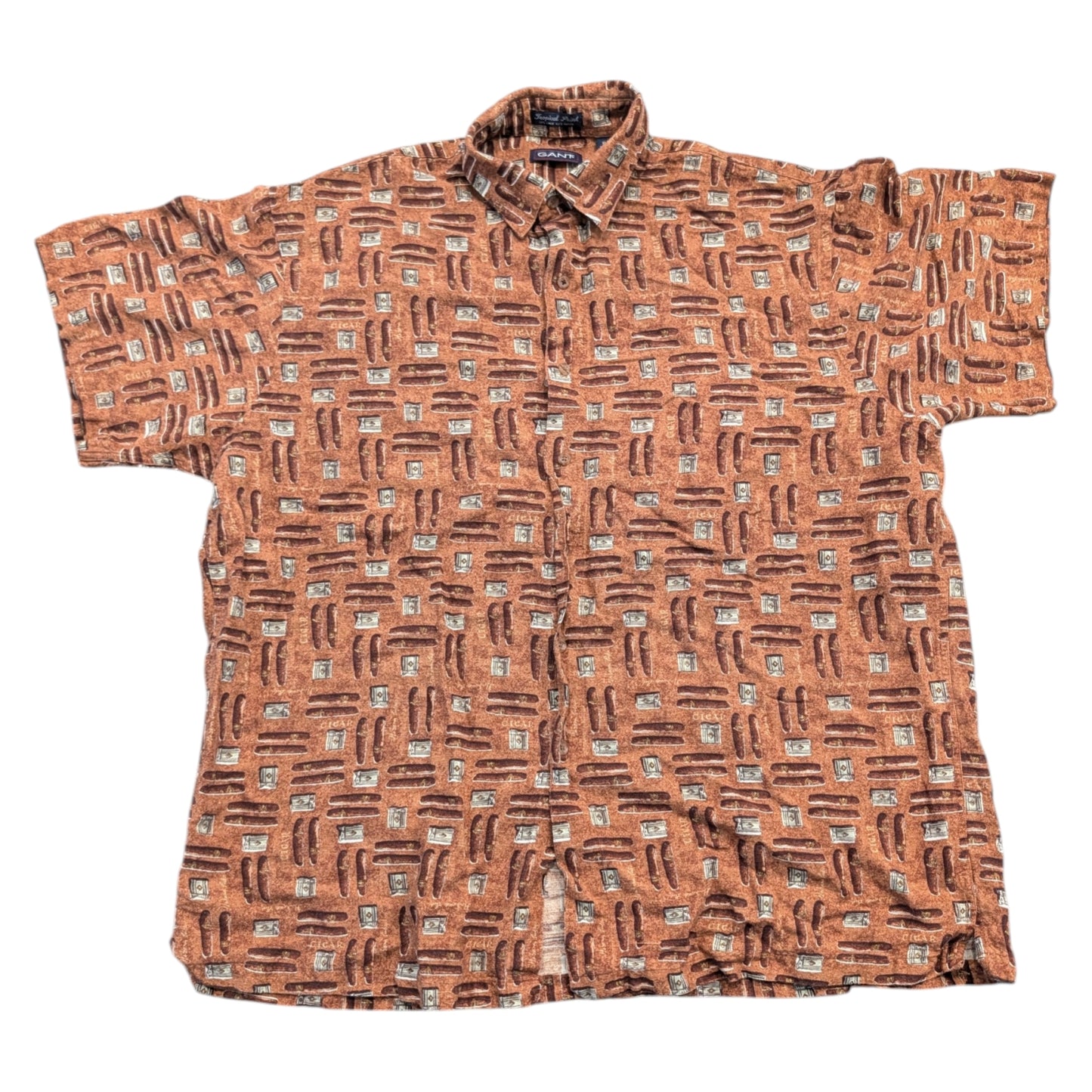 Y2K AOP Gant Cigar and Lighter Button-up Short Sleeve Shirt