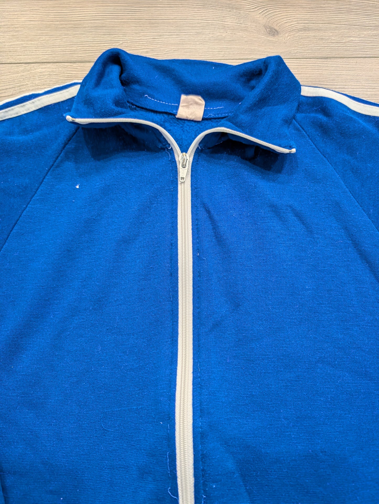 70s Full-Front Zip 3 Striped Sleeves Sweatshirt