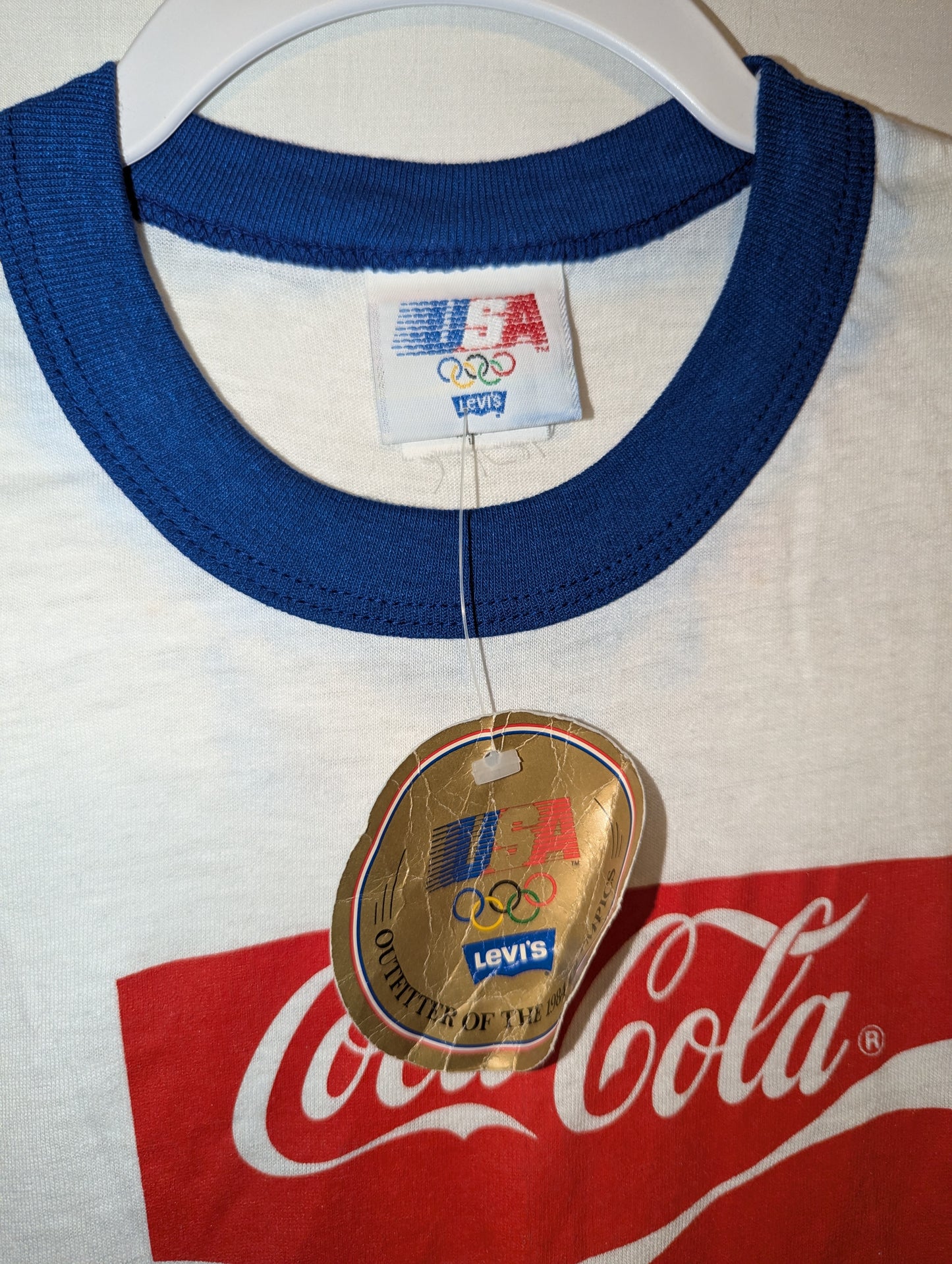 1980 USA Coca Cola Olympic ringer t shirt