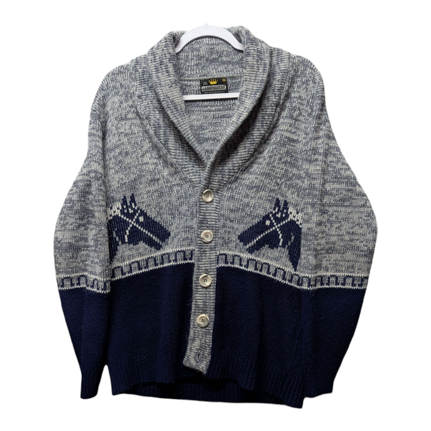 80s / 90s Sportswear Horse Knit Cardigan Sweater