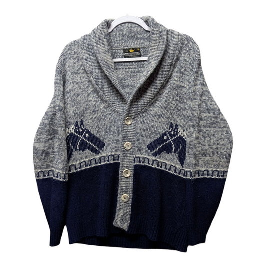 80s / 90s Sportswear Horse Knit Cardigan Sweater