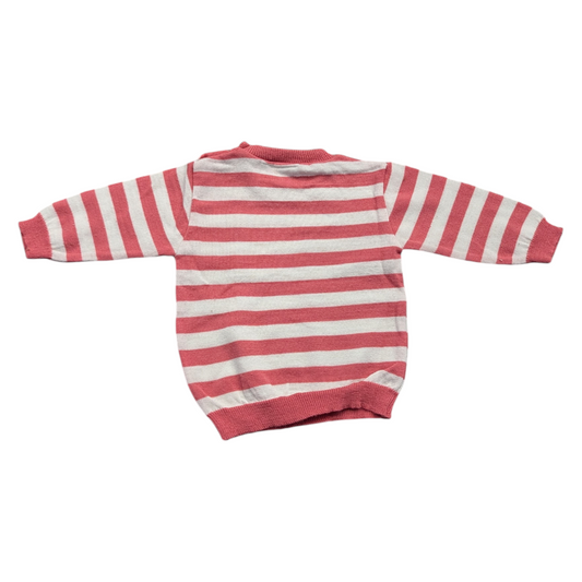 90s/Y2k Youth Pink and White Striped Sweater