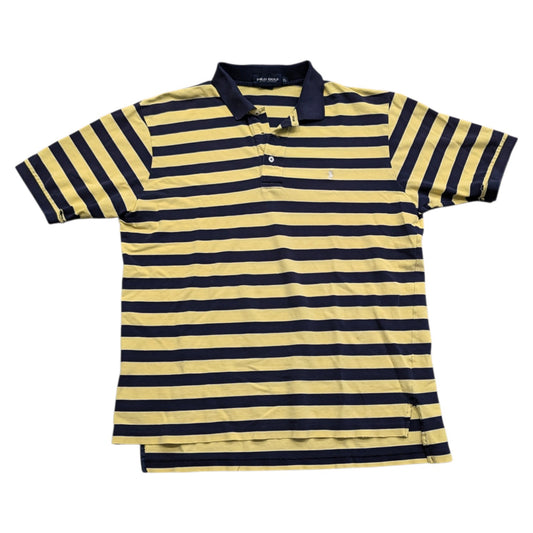 90s Ralph Lauren Polo Golf Yellow and Navy Striped Short-Sleeve Shirt