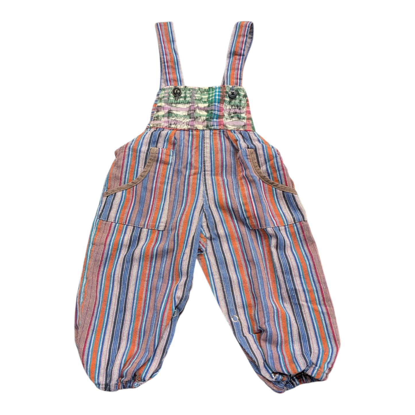 90's Youth Guatemala Boho Style Multi Colored Overalls