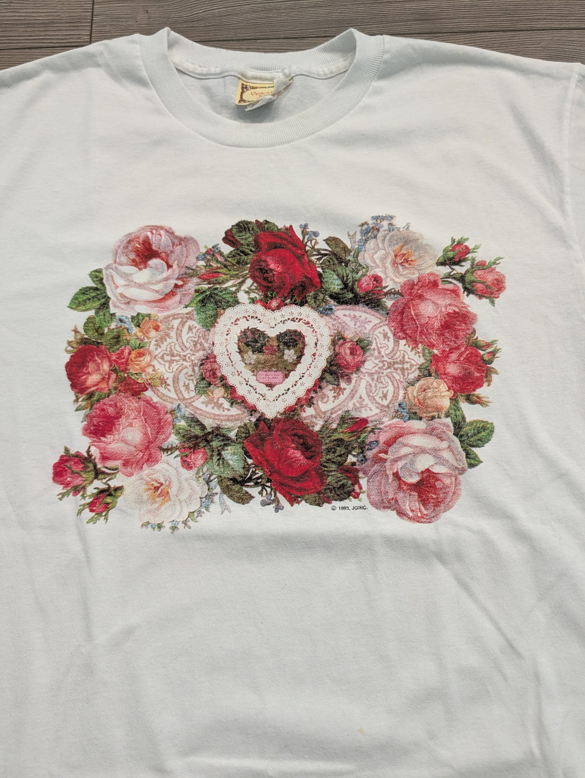 1993 Women's Large Flower Graphic Short Sleeve Granny T Shirt