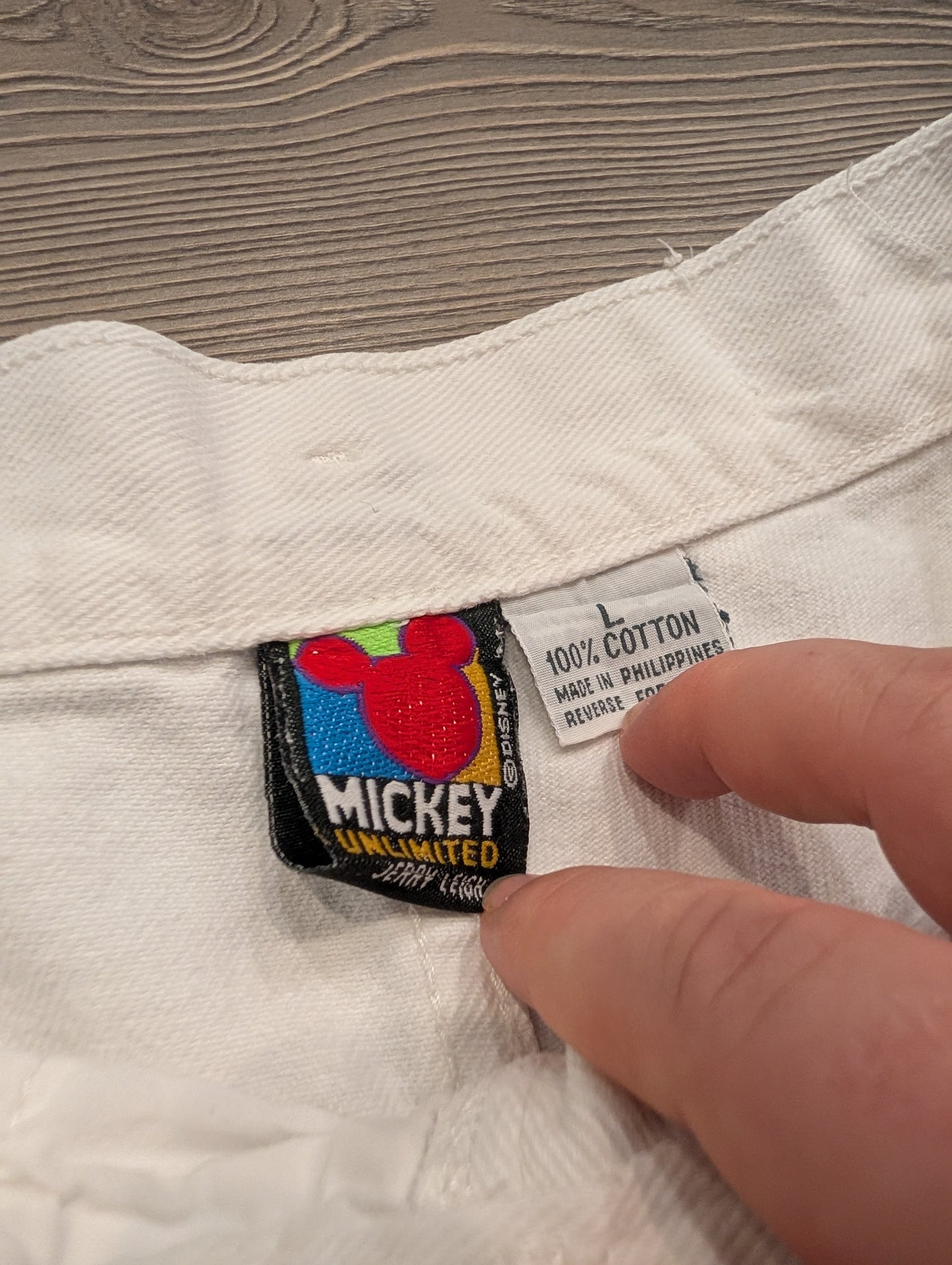 90s Women's Disney Mickey and Minnie Mouse Long Denim Shorts