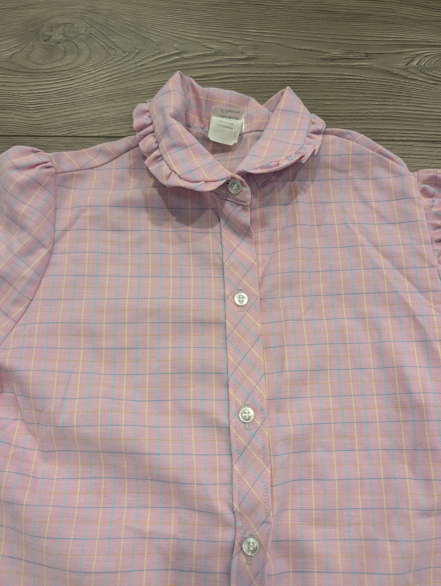 80s Misses Pink Plaid Button Up Shirt