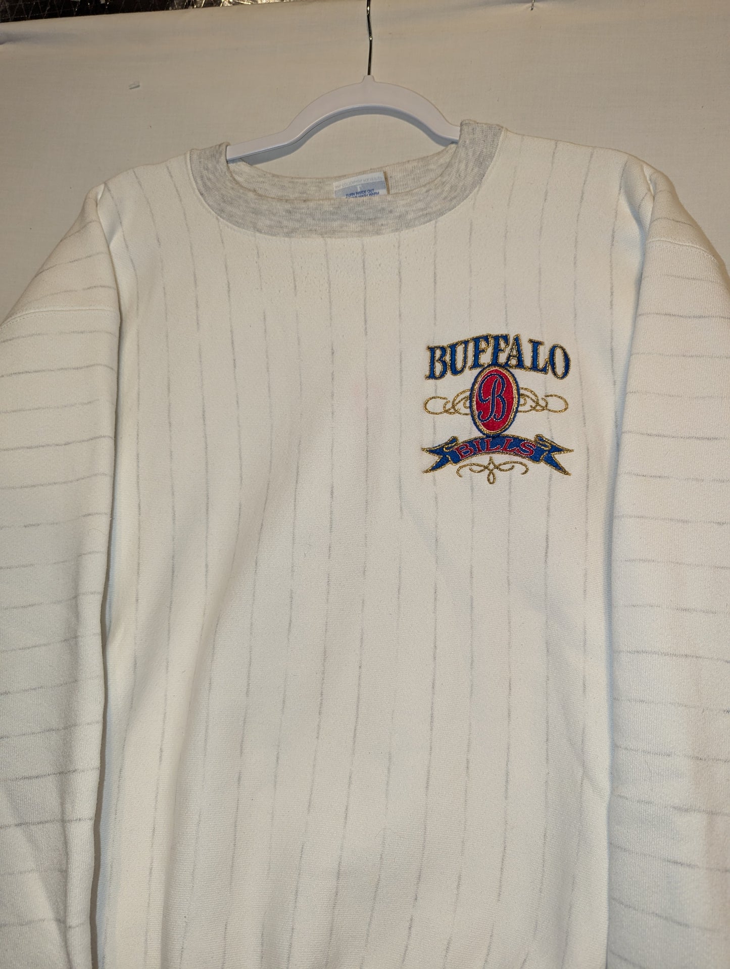 90s Buffalo Bills Pinstripe Crewneck Sweatshirt