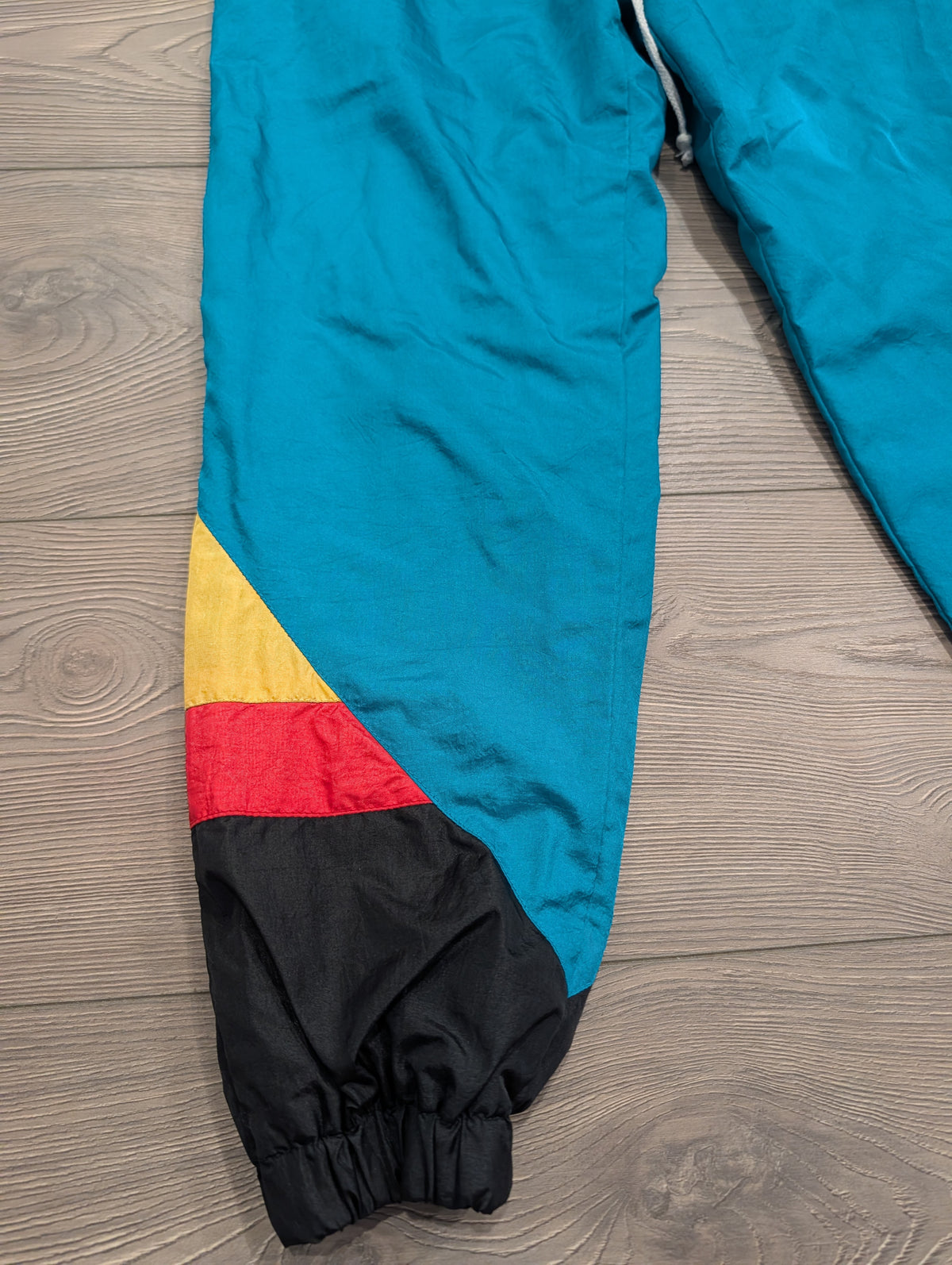 90s Youth Teal Running Pants with Color Block Leg Pants