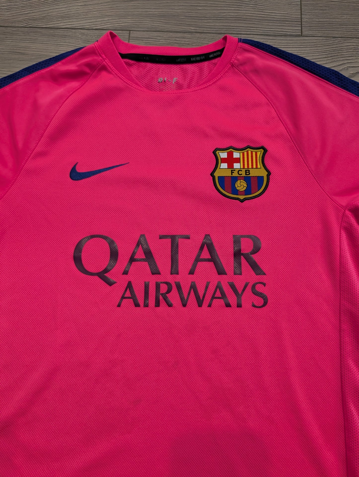 2000s Nike Qatar Airways Neon Pink FCB Barcelona Dri-Fit Soccer Jersey