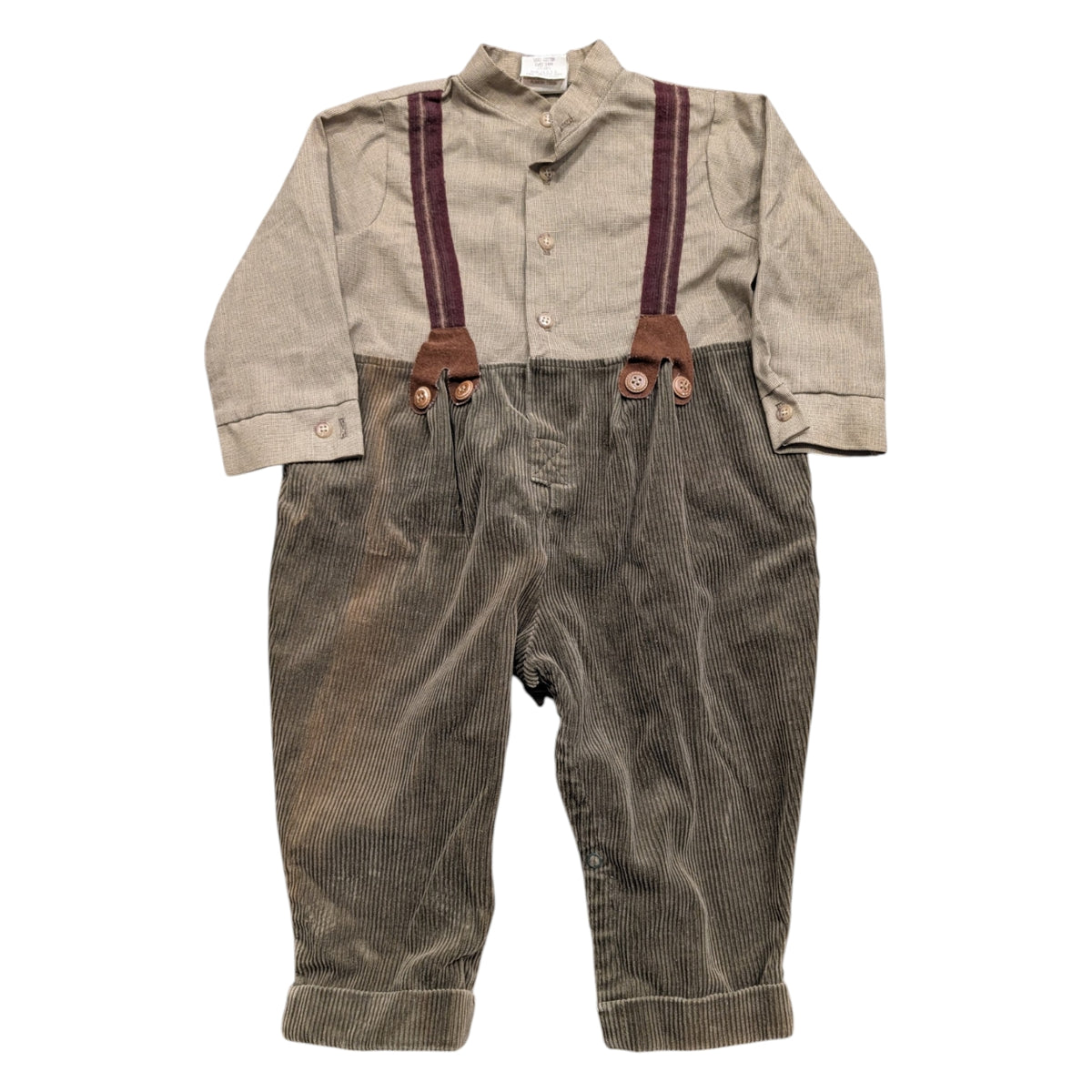 70s Youth One Piece Overalls with Dress Shirt and Trouser