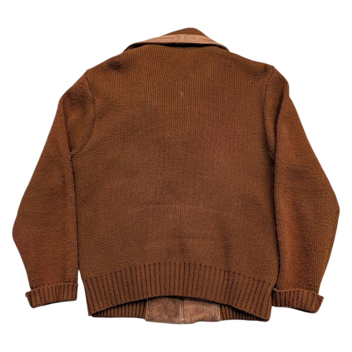 70s Leather Knit Sweater Jacket