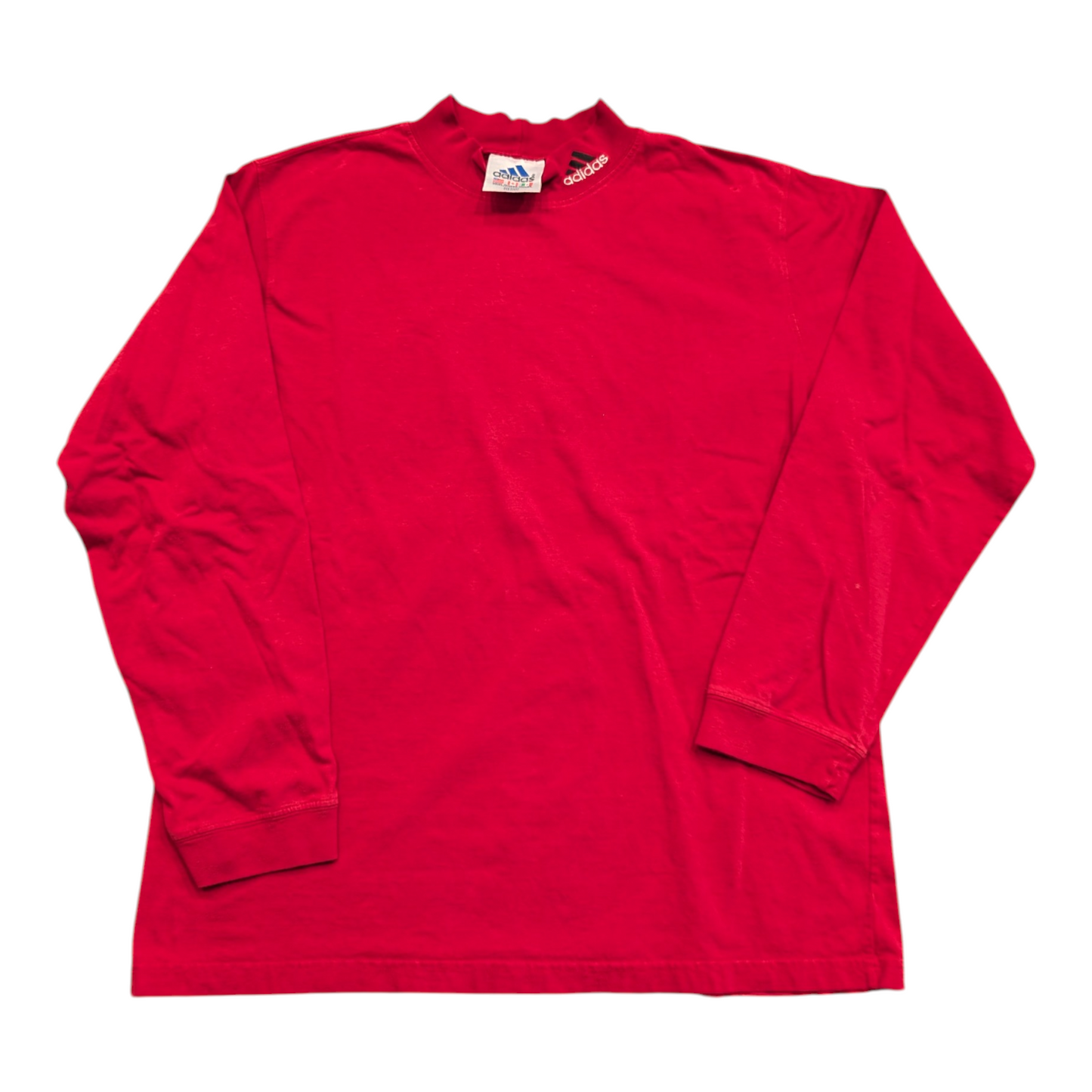 90's Red Mock Neck Adidas Longsleeve T shirt