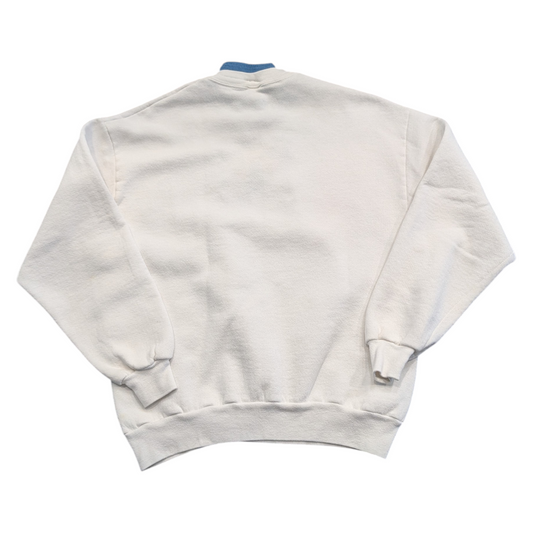 80s Women's Cottage Core Embroidered Spring Daffodil Flowers Sweatshirt