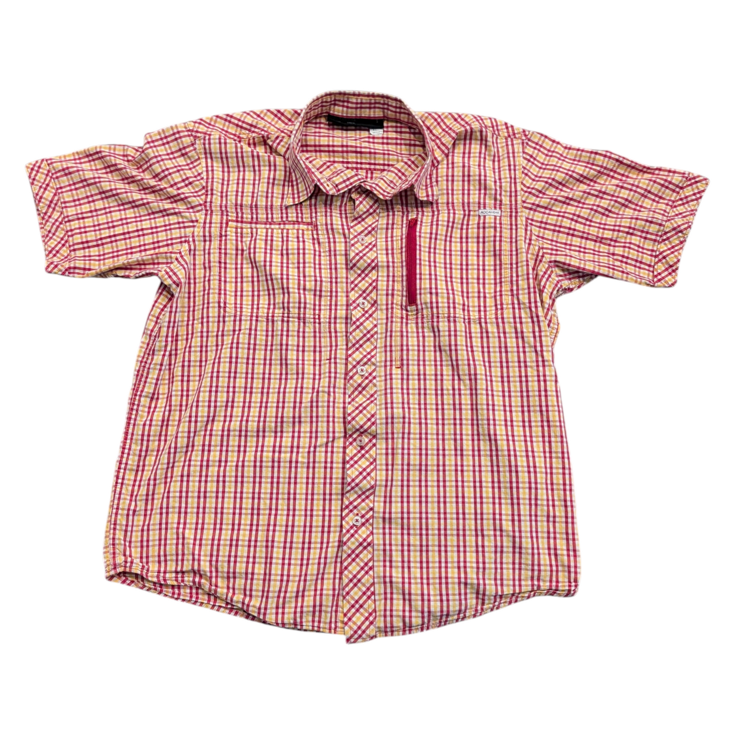 Y2K Rocawear Red and Yellow Plaid Button-up Short Sleeve Shirt