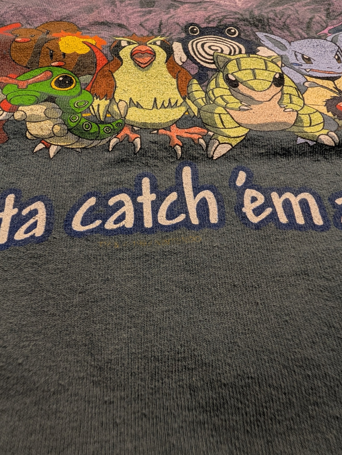1999 Youth Pokémon Gotta Catch'em all! shadow graphic of Ash and Pikachu with Gang T-shirt