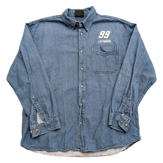 Y2K Carl Edwards NASCAR Long Sleeve Denim Shirt