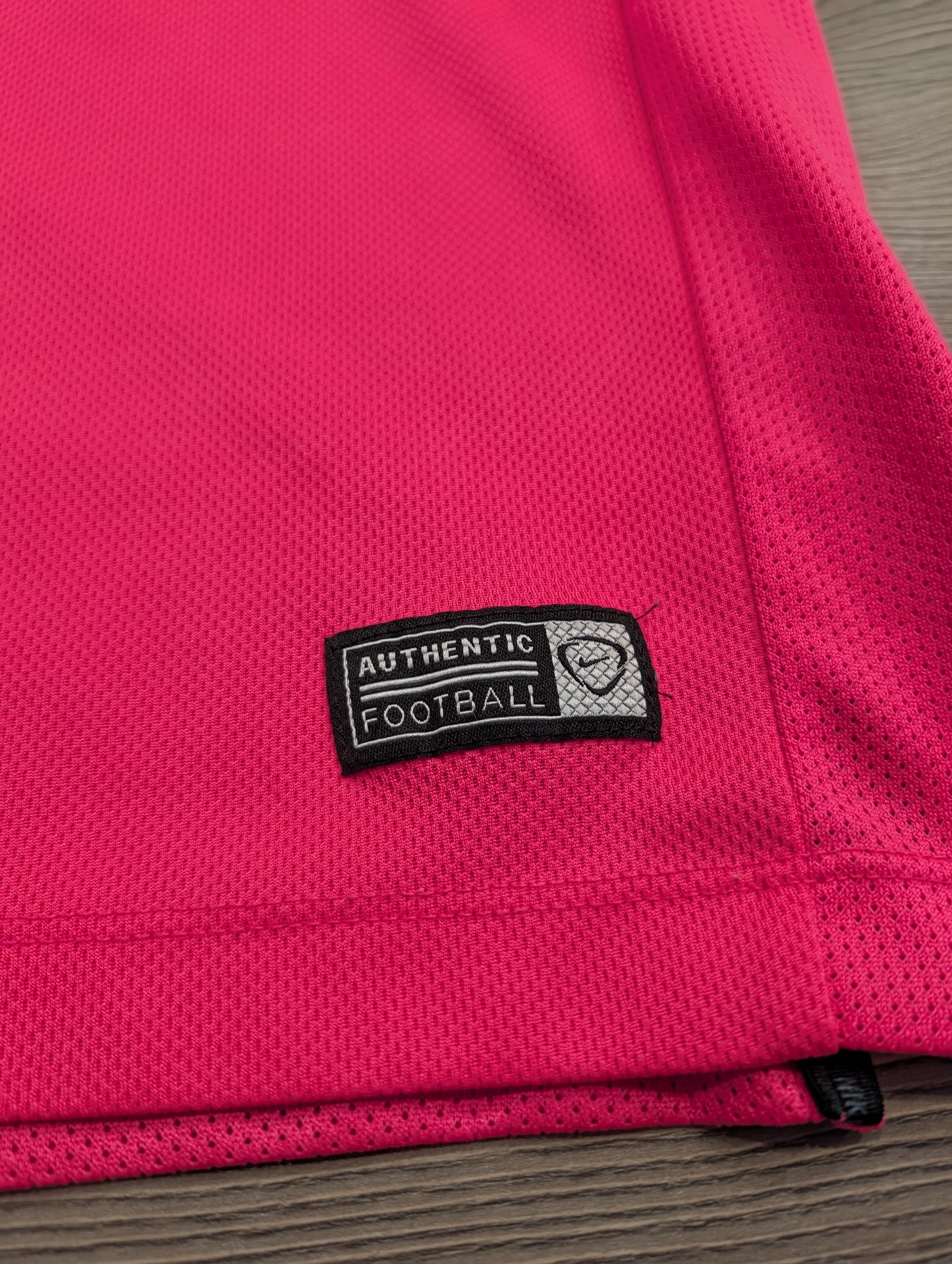 2000s Nike Qatar Airways Neon Pink FCB Barcelona Dri-Fit Soccer Jersey