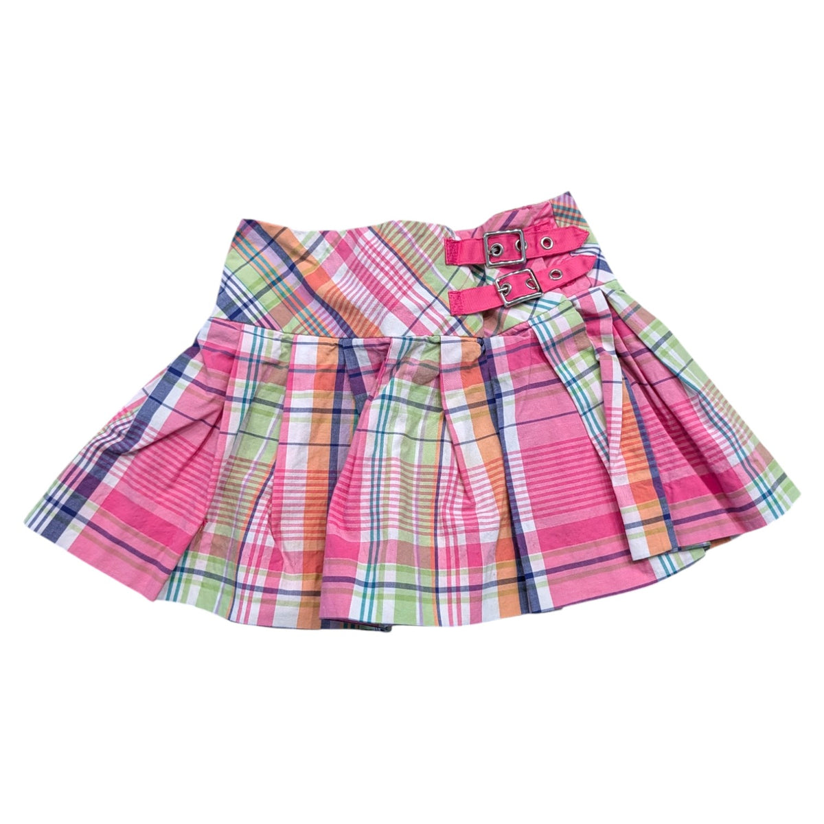 Y2K Youth Ralph Lauren Plaid Pleated Double Buckle Skirt