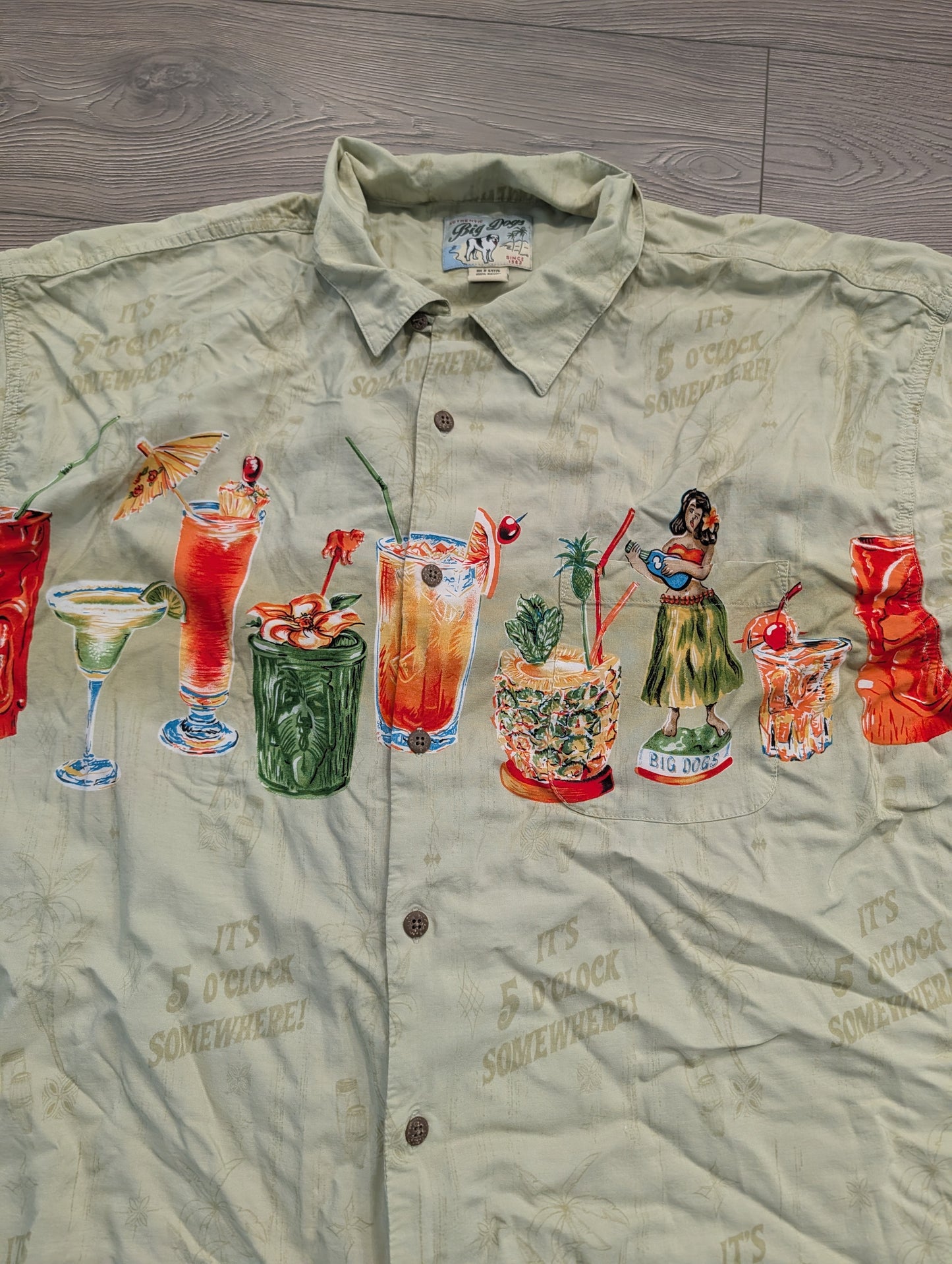 It's 5 O'clock Somewhere AOP Big Dogs Button Up Shirt