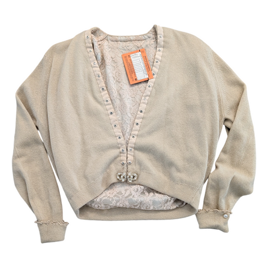 60's Women's Lace lined Cardigan sweater
