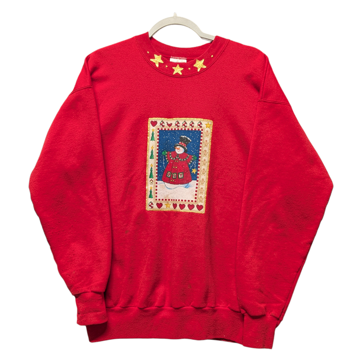 90s Christmas Snowman patch crewneck sweatshirt