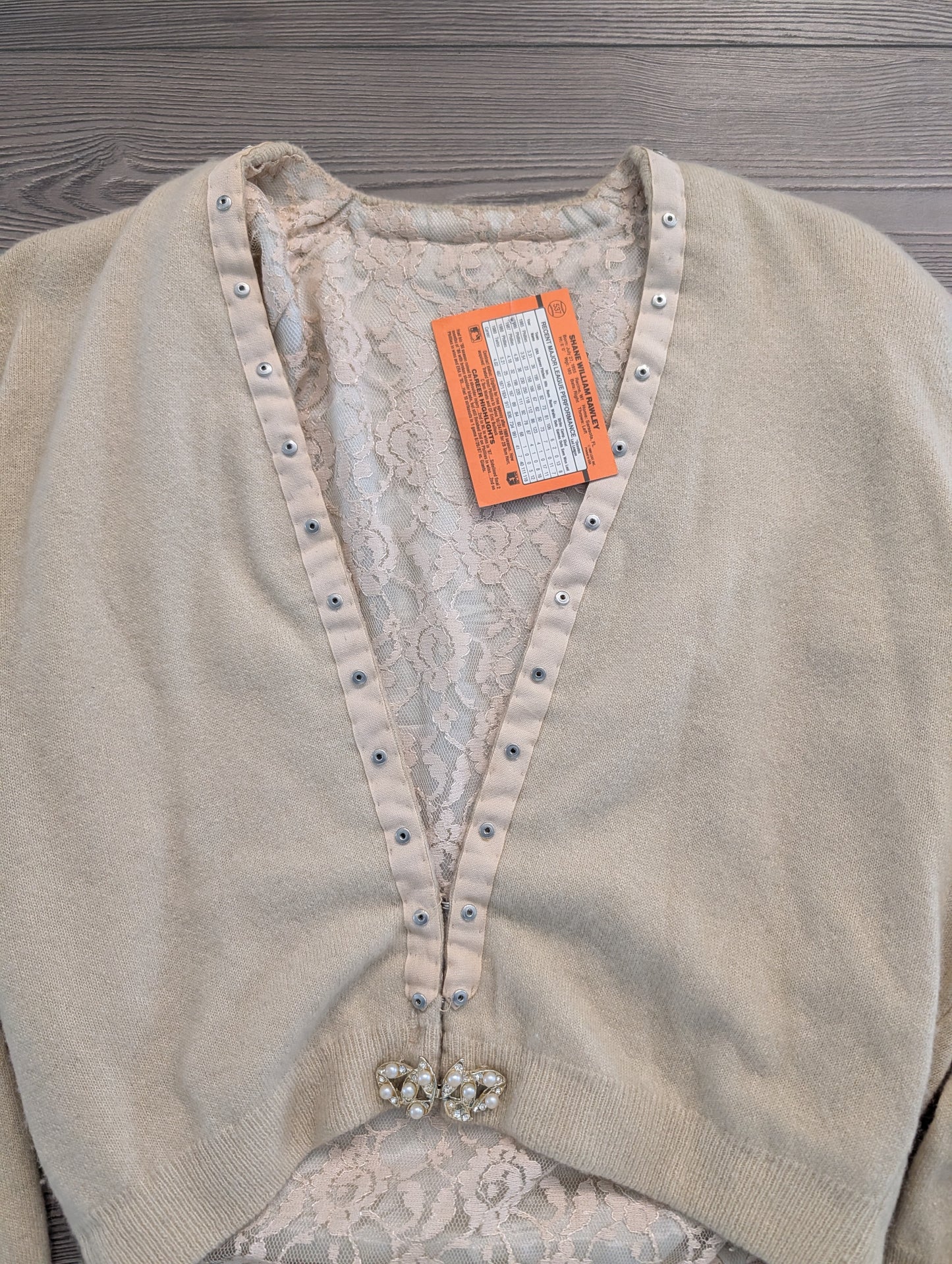 60's Women's Lace lined Cardigan sweater