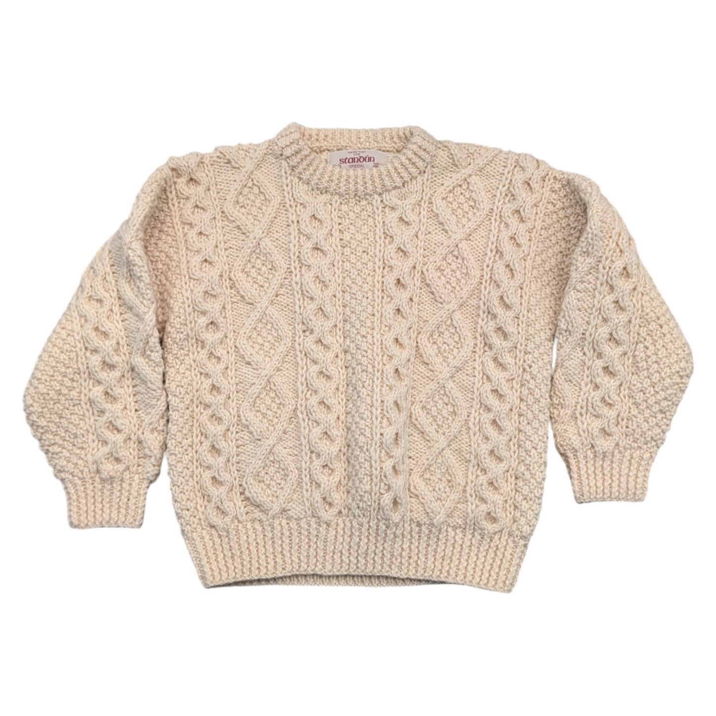 90s Youth Cream Colored Ireland Hand Knit Wool Sweater