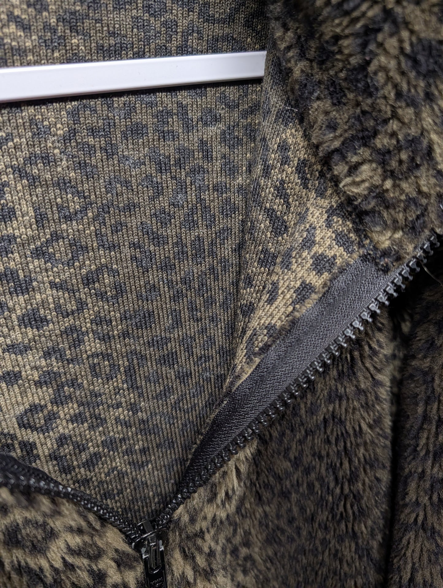 90s Adrian Jordan Leopard Print Fleece Zip Up Jacket