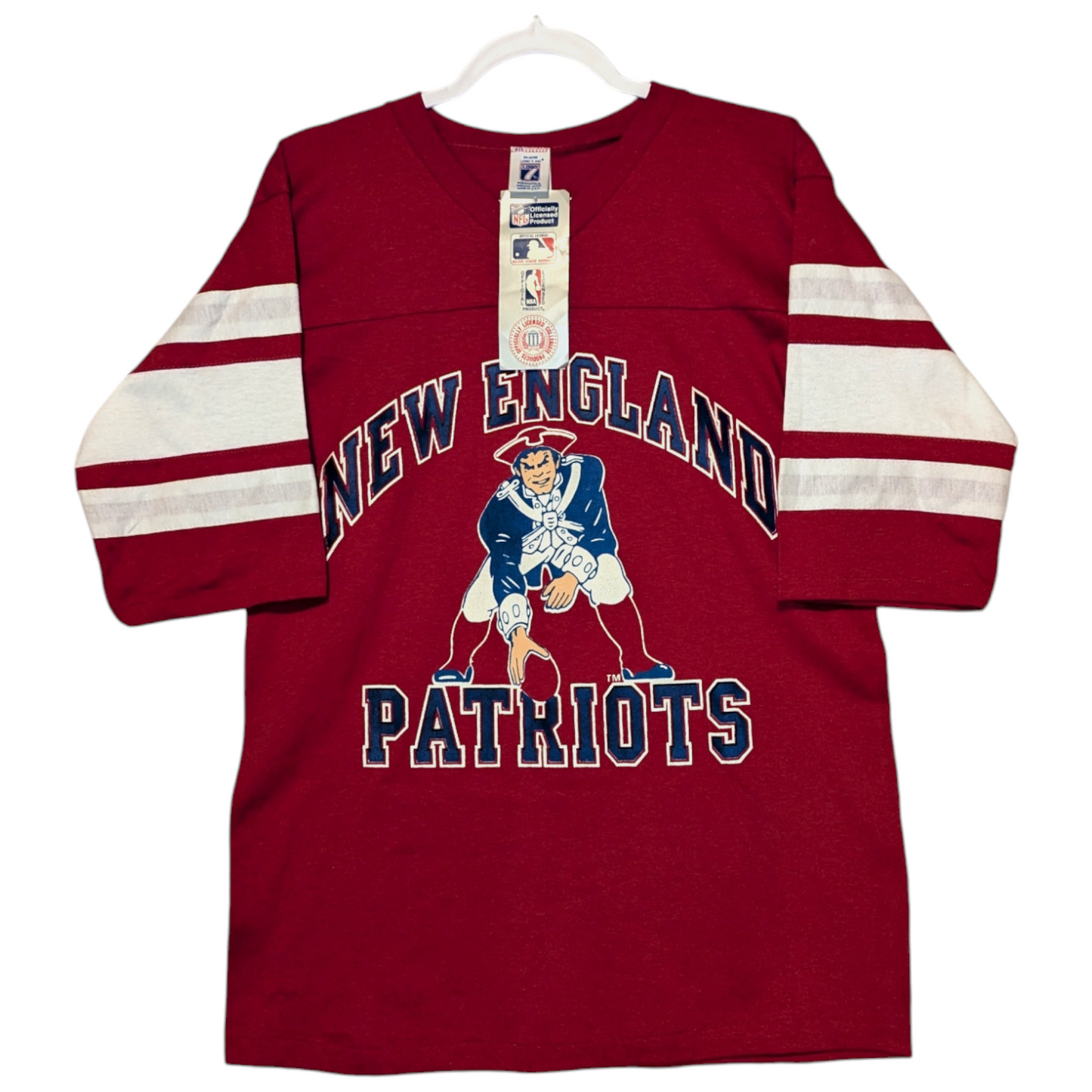 80s New England Patriots 3/4 Sleeve Logo 7 t shirt