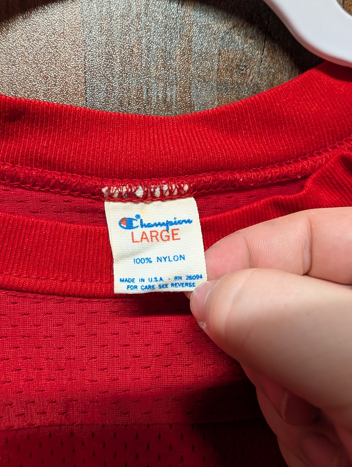 80s Champion Red Mesh Football Jersey