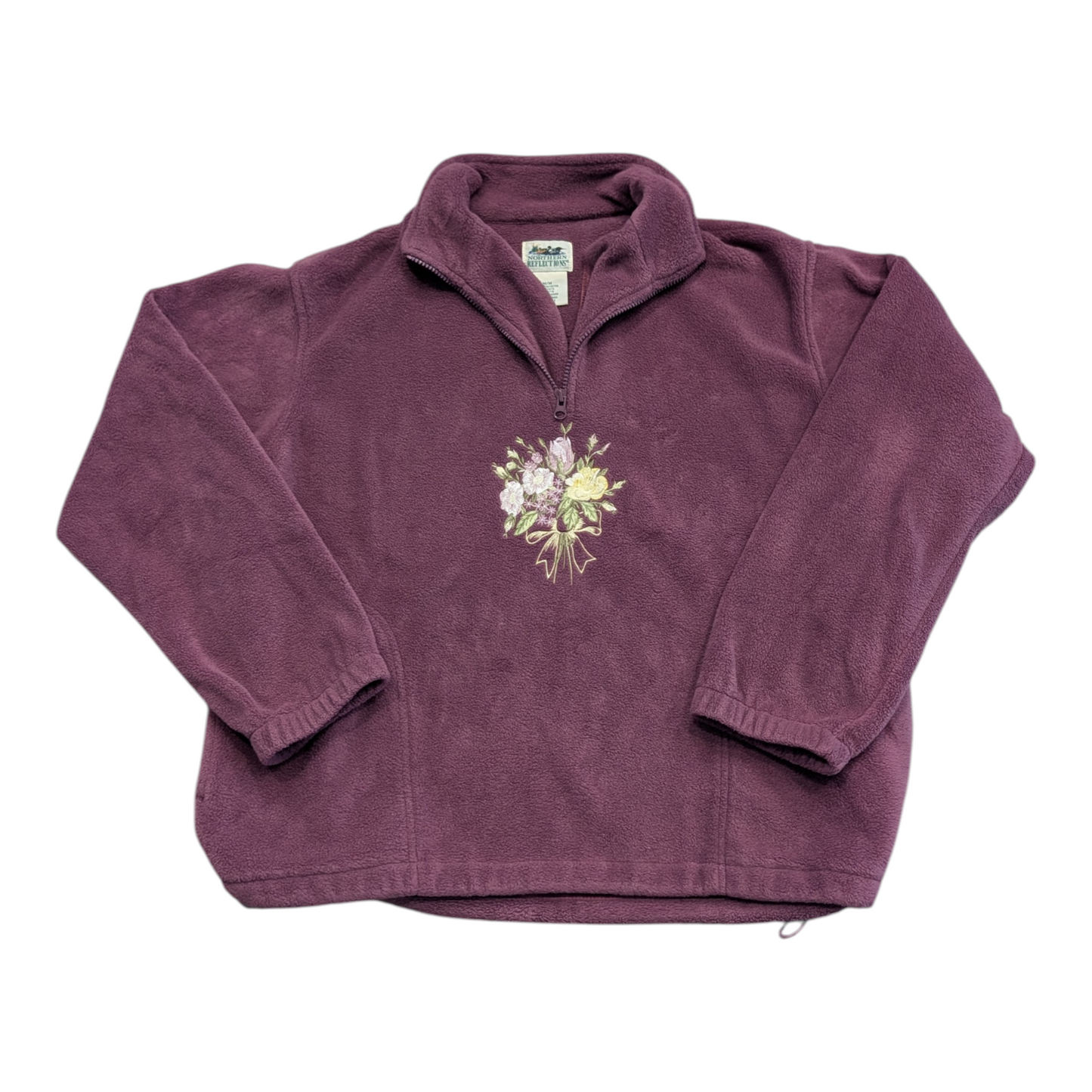 Y2K Northern Reflections Bouquet of Flower 3/4 Zip Granny Fleece