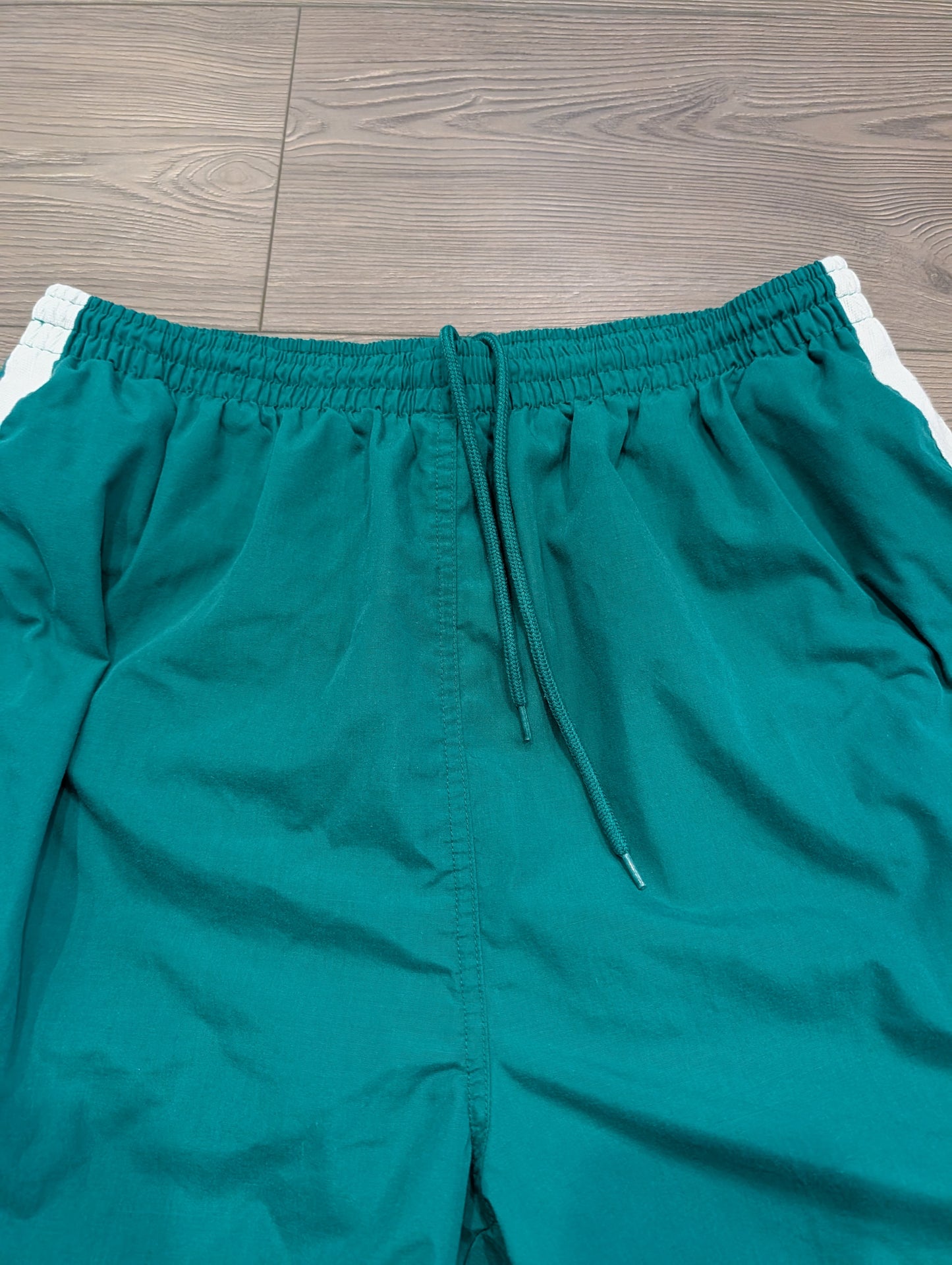 '90s Green and White Longer Athletic Shorts