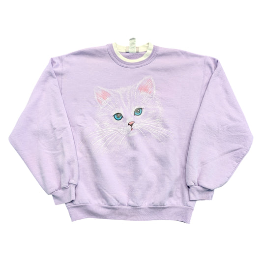 80s/90s Purple Cat Face Sweatshirt