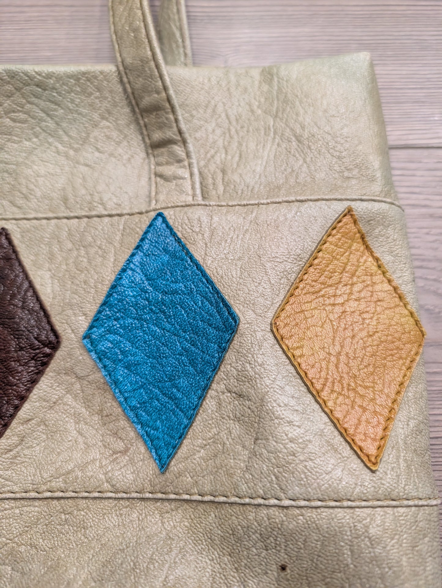 70s Bohemain Leather Geometric Patchwork Shoulder Bag