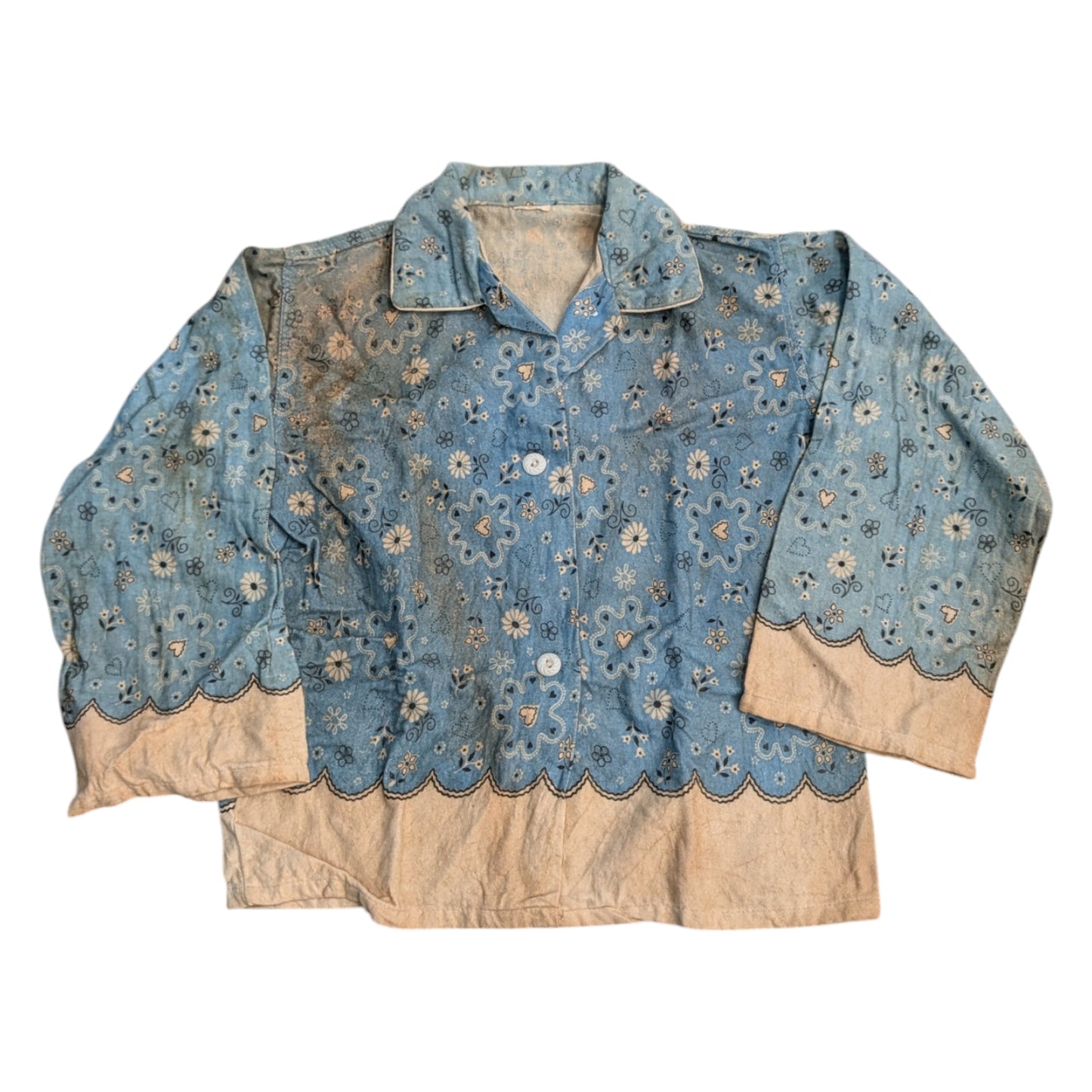 70s Women's Distressed Bandana and Floral Design Button Down Top