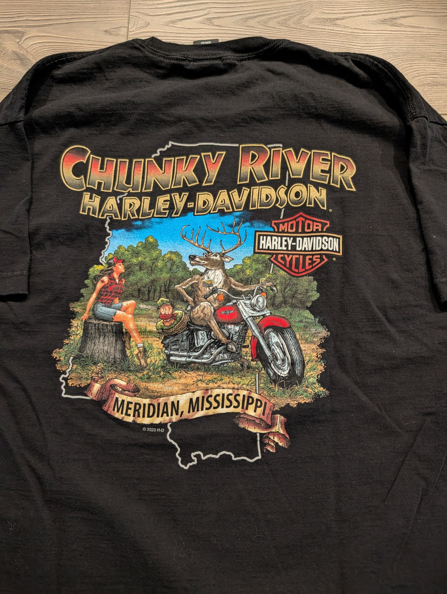 2023 Harley-Davidson Motor Cycle Chunky River Meridean Mississippi T shirt